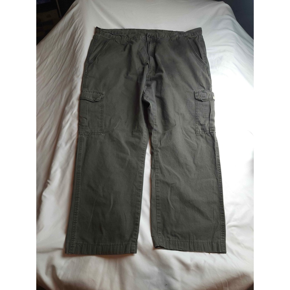 Wrangler Mens Cargo Pants Olive Green 42x30 Straight Leg Cotton